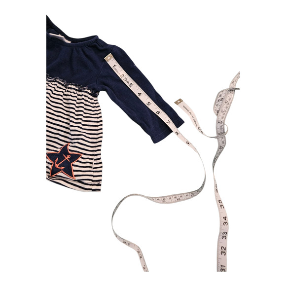 Cuddle Bear Collection Child Size 6M Blue and White Long Sleeve Striped Dress - Picture 8 of 8